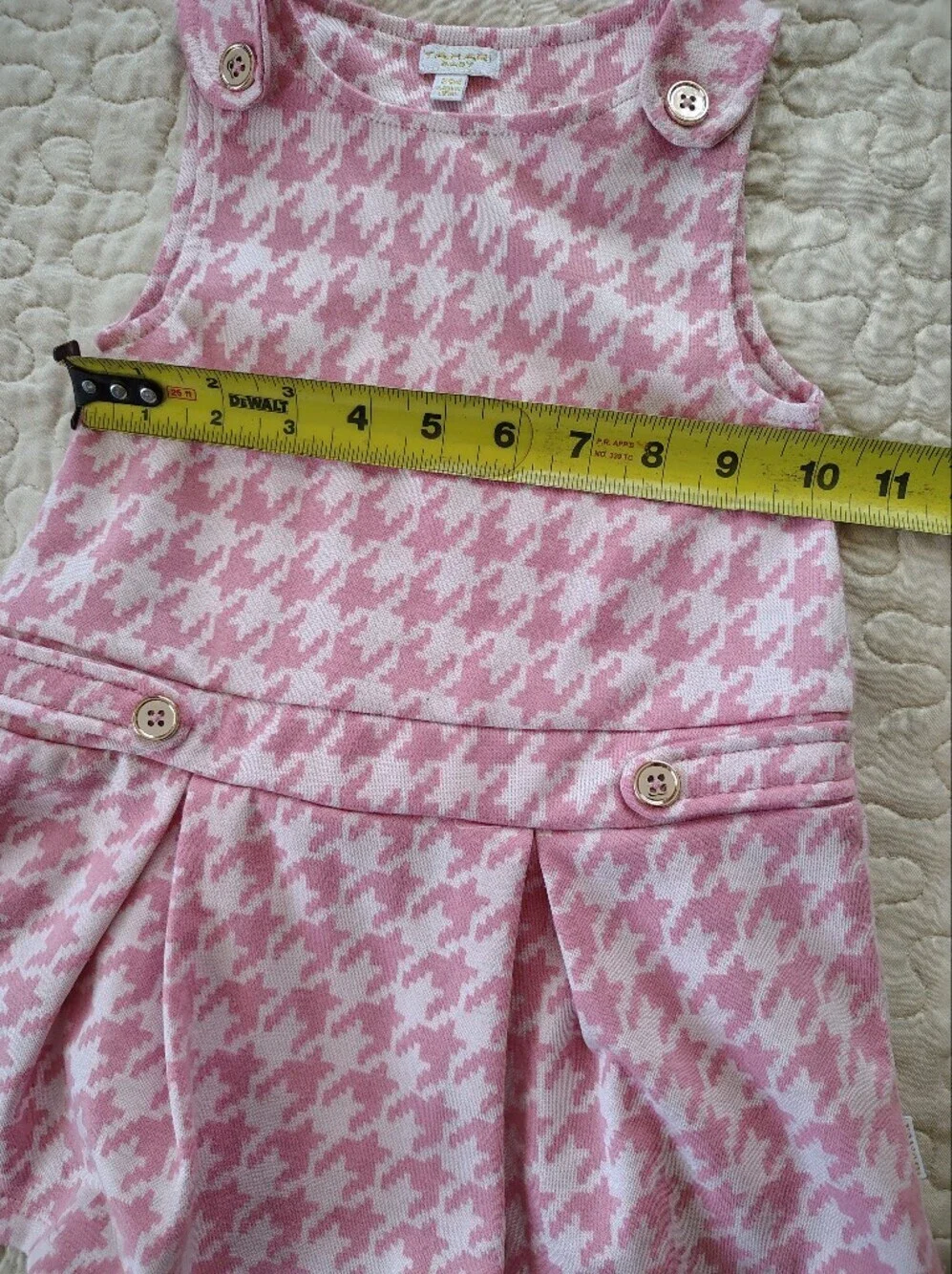 Tahari Pink and White Patterned Dress Size 24 Months.